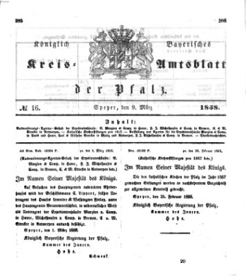 Königlich-bayerisches Kreis-Amtsblatt der Pfalz (Königlich bayerisches Amts- und Intelligenzblatt für die Pfalz) Dienstag 9. März 1858