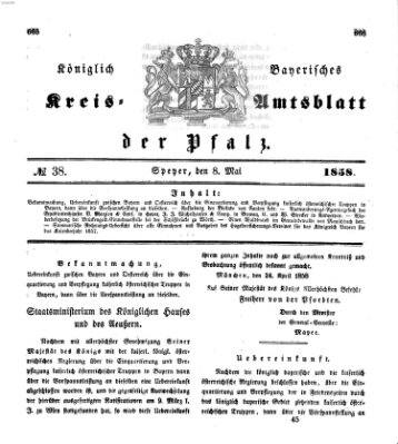 Königlich-bayerisches Kreis-Amtsblatt der Pfalz (Königlich bayerisches Amts- und Intelligenzblatt für die Pfalz) Samstag 8. Mai 1858