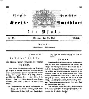 Königlich-bayerisches Kreis-Amtsblatt der Pfalz (Königlich bayerisches Amts- und Intelligenzblatt für die Pfalz) Montag 31. Mai 1858