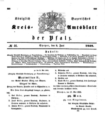 Königlich-bayerisches Kreis-Amtsblatt der Pfalz (Königlich bayerisches Amts- und Intelligenzblatt für die Pfalz) Dienstag 8. Juni 1858