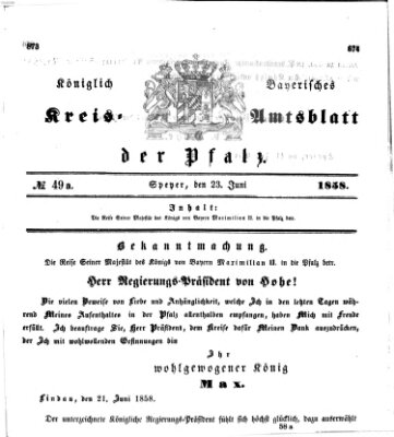 Königlich-bayerisches Kreis-Amtsblatt der Pfalz (Königlich bayerisches Amts- und Intelligenzblatt für die Pfalz) Mittwoch 23. Juni 1858