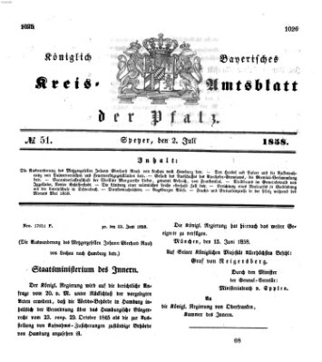 Königlich-bayerisches Kreis-Amtsblatt der Pfalz (Königlich bayerisches Amts- und Intelligenzblatt für die Pfalz) Freitag 2. Juli 1858