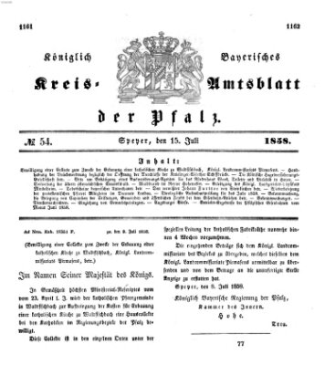 Königlich-bayerisches Kreis-Amtsblatt der Pfalz (Königlich bayerisches Amts- und Intelligenzblatt für die Pfalz) Donnerstag 15. Juli 1858