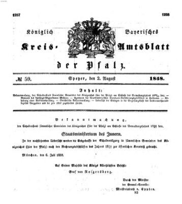 Königlich-bayerisches Kreis-Amtsblatt der Pfalz (Königlich bayerisches Amts- und Intelligenzblatt für die Pfalz) Montag 2. August 1858