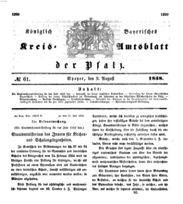 Königlich-bayerisches Kreis-Amtsblatt der Pfalz (Königlich bayerisches Amts- und Intelligenzblatt für die Pfalz) Montag 9. August 1858