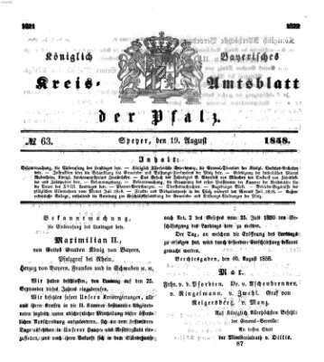 Königlich-bayerisches Kreis-Amtsblatt der Pfalz (Königlich bayerisches Amts- und Intelligenzblatt für die Pfalz) Donnerstag 19. August 1858