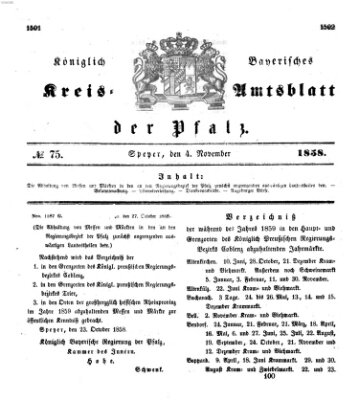 Königlich-bayerisches Kreis-Amtsblatt der Pfalz (Königlich bayerisches Amts- und Intelligenzblatt für die Pfalz) Donnerstag 4. November 1858