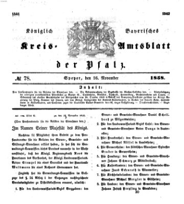 Königlich-bayerisches Kreis-Amtsblatt der Pfalz (Königlich bayerisches Amts- und Intelligenzblatt für die Pfalz) Dienstag 16. November 1858