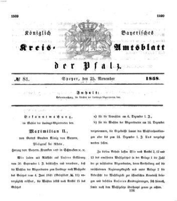 Königlich-bayerisches Kreis-Amtsblatt der Pfalz (Königlich bayerisches Amts- und Intelligenzblatt für die Pfalz) Donnerstag 25. November 1858