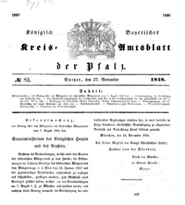 Königlich-bayerisches Kreis-Amtsblatt der Pfalz (Königlich bayerisches Amts- und Intelligenzblatt für die Pfalz) Samstag 27. November 1858