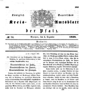 Königlich-bayerisches Kreis-Amtsblatt der Pfalz (Königlich bayerisches Amts- und Intelligenzblatt für die Pfalz) Samstag 4. Dezember 1858