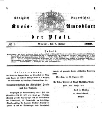 Königlich-bayerisches Kreis-Amtsblatt der Pfalz (Königlich bayerisches Amts- und Intelligenzblatt für die Pfalz) Samstag 7. Januar 1860