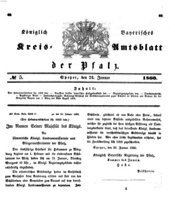 Königlich-bayerisches Kreis-Amtsblatt der Pfalz (Königlich bayerisches Amts- und Intelligenzblatt für die Pfalz) Dienstag 24. Januar 1860