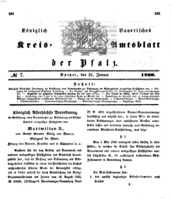 Königlich-bayerisches Kreis-Amtsblatt der Pfalz (Königlich bayerisches Amts- und Intelligenzblatt für die Pfalz) Dienstag 31. Januar 1860