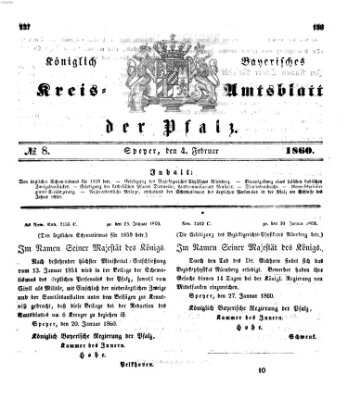 Königlich-bayerisches Kreis-Amtsblatt der Pfalz (Königlich bayerisches Amts- und Intelligenzblatt für die Pfalz) Samstag 4. Februar 1860