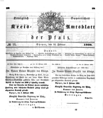 Königlich-bayerisches Kreis-Amtsblatt der Pfalz (Königlich bayerisches Amts- und Intelligenzblatt für die Pfalz) Donnerstag 16. Februar 1860