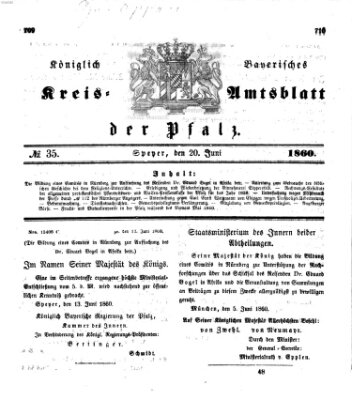 Königlich-bayerisches Kreis-Amtsblatt der Pfalz (Königlich bayerisches Amts- und Intelligenzblatt für die Pfalz) Mittwoch 20. Juni 1860