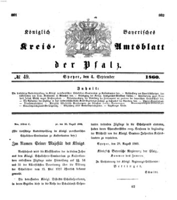 Königlich-bayerisches Kreis-Amtsblatt der Pfalz (Königlich bayerisches Amts- und Intelligenzblatt für die Pfalz) Dienstag 4. September 1860