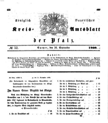 Königlich-bayerisches Kreis-Amtsblatt der Pfalz (Königlich bayerisches Amts- und Intelligenzblatt für die Pfalz) Mittwoch 26. September 1860