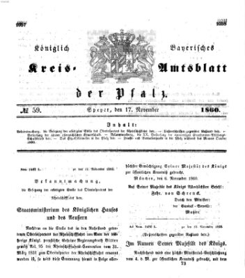 Königlich-bayerisches Kreis-Amtsblatt der Pfalz (Königlich bayerisches Amts- und Intelligenzblatt für die Pfalz) Samstag 17. November 1860