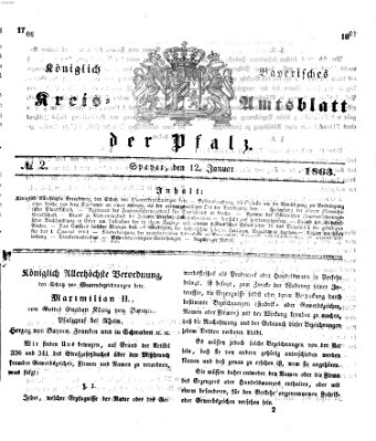 Königlich-bayerisches Kreis-Amtsblatt der Pfalz (Königlich bayerisches Amts- und Intelligenzblatt für die Pfalz) Montag 12. Januar 1863