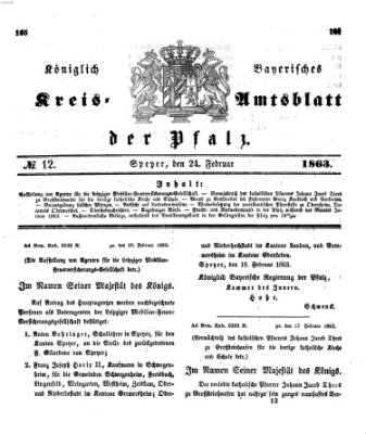 Königlich-bayerisches Kreis-Amtsblatt der Pfalz (Königlich bayerisches Amts- und Intelligenzblatt für die Pfalz) Dienstag 24. Februar 1863