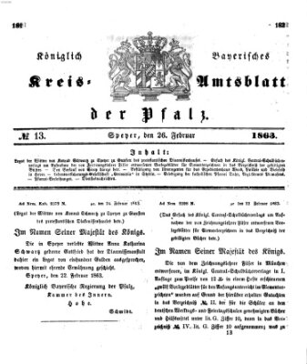 Königlich-bayerisches Kreis-Amtsblatt der Pfalz (Königlich bayerisches Amts- und Intelligenzblatt für die Pfalz) Donnerstag 26. Februar 1863