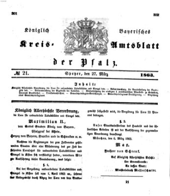 Königlich-bayerisches Kreis-Amtsblatt der Pfalz (Königlich bayerisches Amts- und Intelligenzblatt für die Pfalz) Freitag 27. März 1863