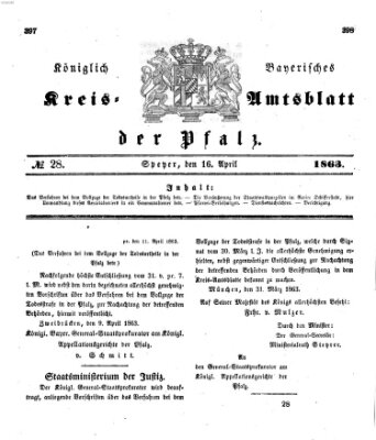 Königlich-bayerisches Kreis-Amtsblatt der Pfalz (Königlich bayerisches Amts- und Intelligenzblatt für die Pfalz) Donnerstag 16. April 1863