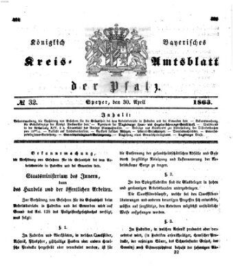 Königlich-bayerisches Kreis-Amtsblatt der Pfalz (Königlich bayerisches Amts- und Intelligenzblatt für die Pfalz) Donnerstag 30. April 1863