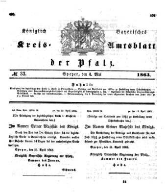 Königlich-bayerisches Kreis-Amtsblatt der Pfalz (Königlich bayerisches Amts- und Intelligenzblatt für die Pfalz) Montag 4. Mai 1863