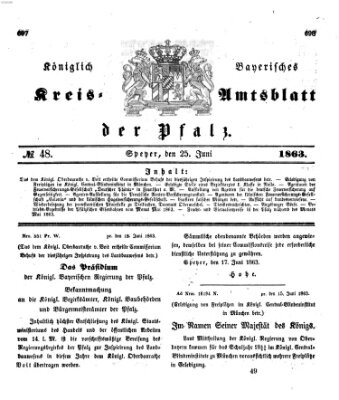 Königlich-bayerisches Kreis-Amtsblatt der Pfalz (Königlich bayerisches Amts- und Intelligenzblatt für die Pfalz) Donnerstag 25. Juni 1863