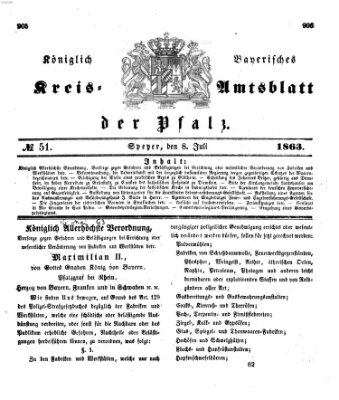 Königlich-bayerisches Kreis-Amtsblatt der Pfalz (Königlich bayerisches Amts- und Intelligenzblatt für die Pfalz) Mittwoch 8. Juli 1863