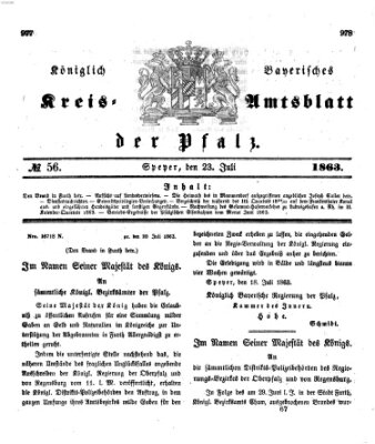 Königlich-bayerisches Kreis-Amtsblatt der Pfalz (Königlich bayerisches Amts- und Intelligenzblatt für die Pfalz) Donnerstag 23. Juli 1863