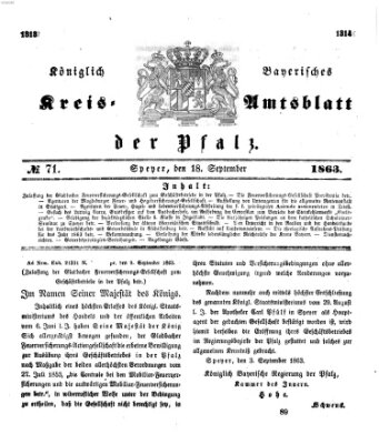 Königlich-bayerisches Kreis-Amtsblatt der Pfalz (Königlich bayerisches Amts- und Intelligenzblatt für die Pfalz) Freitag 18. September 1863