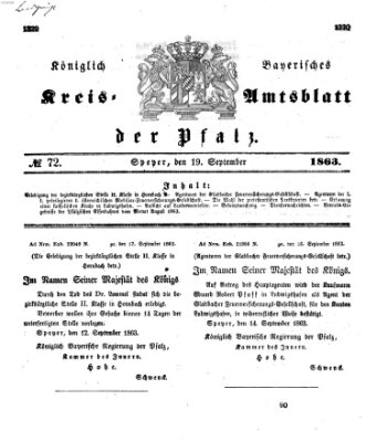 Königlich-bayerisches Kreis-Amtsblatt der Pfalz (Königlich bayerisches Amts- und Intelligenzblatt für die Pfalz) Samstag 19. September 1863