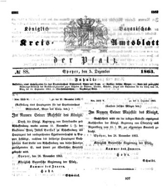 Königlich-bayerisches Kreis-Amtsblatt der Pfalz (Königlich bayerisches Amts- und Intelligenzblatt für die Pfalz) Samstag 5. Dezember 1863