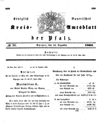 Königlich-bayerisches Kreis-Amtsblatt der Pfalz (Königlich bayerisches Amts- und Intelligenzblatt für die Pfalz) Montag 14. Dezember 1863