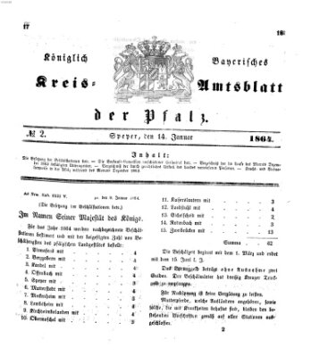 Königlich-bayerisches Kreis-Amtsblatt der Pfalz (Königlich bayerisches Amts- und Intelligenzblatt für die Pfalz) Donnerstag 14. Januar 1864