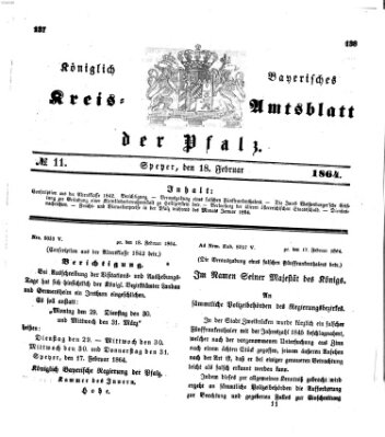 Königlich-bayerisches Kreis-Amtsblatt der Pfalz (Königlich bayerisches Amts- und Intelligenzblatt für die Pfalz) Donnerstag 18. Februar 1864