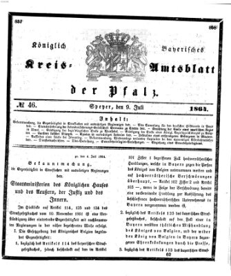 Königlich-bayerisches Kreis-Amtsblatt der Pfalz (Königlich bayerisches Amts- und Intelligenzblatt für die Pfalz) Samstag 9. Juli 1864