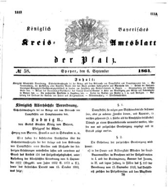 Königlich-bayerisches Kreis-Amtsblatt der Pfalz (Königlich bayerisches Amts- und Intelligenzblatt für die Pfalz) Dienstag 6. September 1864