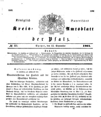 Königlich-bayerisches Kreis-Amtsblatt der Pfalz (Königlich bayerisches Amts- und Intelligenzblatt für die Pfalz) Montag 12. September 1864