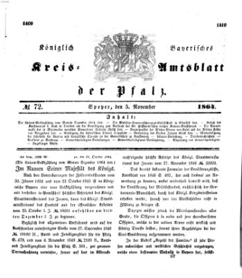 Königlich-bayerisches Kreis-Amtsblatt der Pfalz (Königlich bayerisches Amts- und Intelligenzblatt für die Pfalz) Samstag 5. November 1864