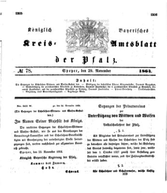 Königlich-bayerisches Kreis-Amtsblatt der Pfalz (Königlich bayerisches Amts- und Intelligenzblatt für die Pfalz) Dienstag 29. November 1864