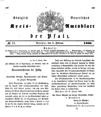 Königlich-bayerisches Kreis-Amtsblatt der Pfalz (Königlich bayerisches Amts- und Intelligenzblatt für die Pfalz) Montag 5. Februar 1866