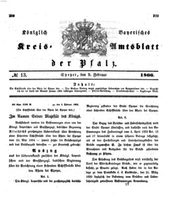 Königlich-bayerisches Kreis-Amtsblatt der Pfalz (Königlich bayerisches Amts- und Intelligenzblatt für die Pfalz) Freitag 9. Februar 1866