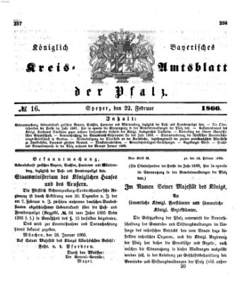 Königlich-bayerisches Kreis-Amtsblatt der Pfalz (Königlich bayerisches Amts- und Intelligenzblatt für die Pfalz) Donnerstag 22. Februar 1866