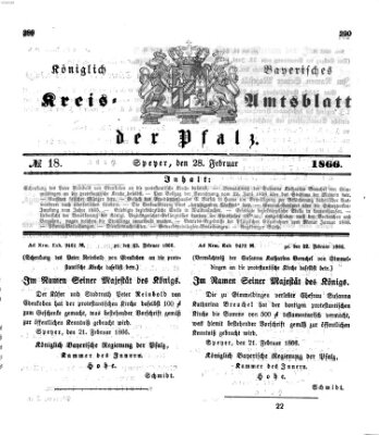 Königlich-bayerisches Kreis-Amtsblatt der Pfalz (Königlich bayerisches Amts- und Intelligenzblatt für die Pfalz) Mittwoch 28. Februar 1866