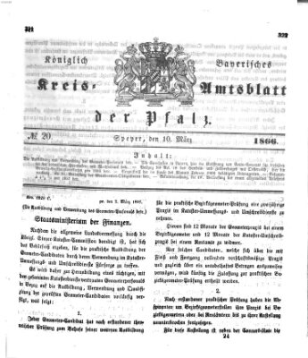 Königlich-bayerisches Kreis-Amtsblatt der Pfalz (Königlich bayerisches Amts- und Intelligenzblatt für die Pfalz) Samstag 10. März 1866